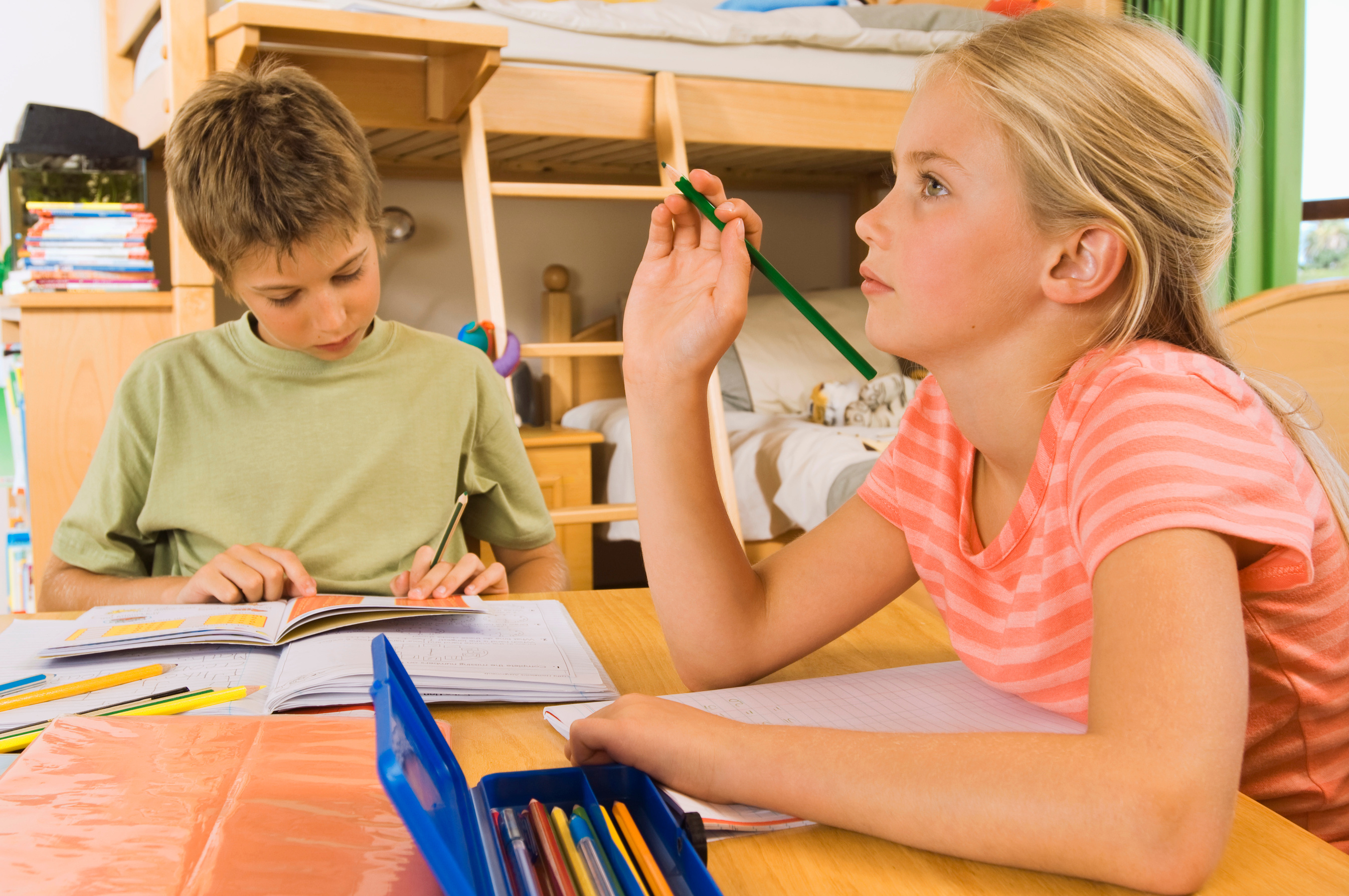 Children doing homework